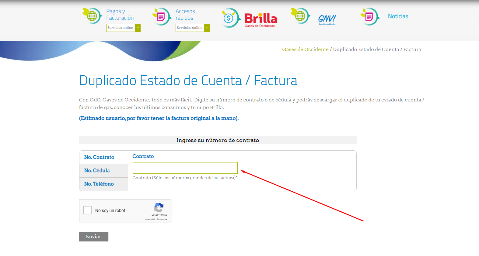 ¿Cómo solicitar un duplicado de factura de Gases de Occidente?